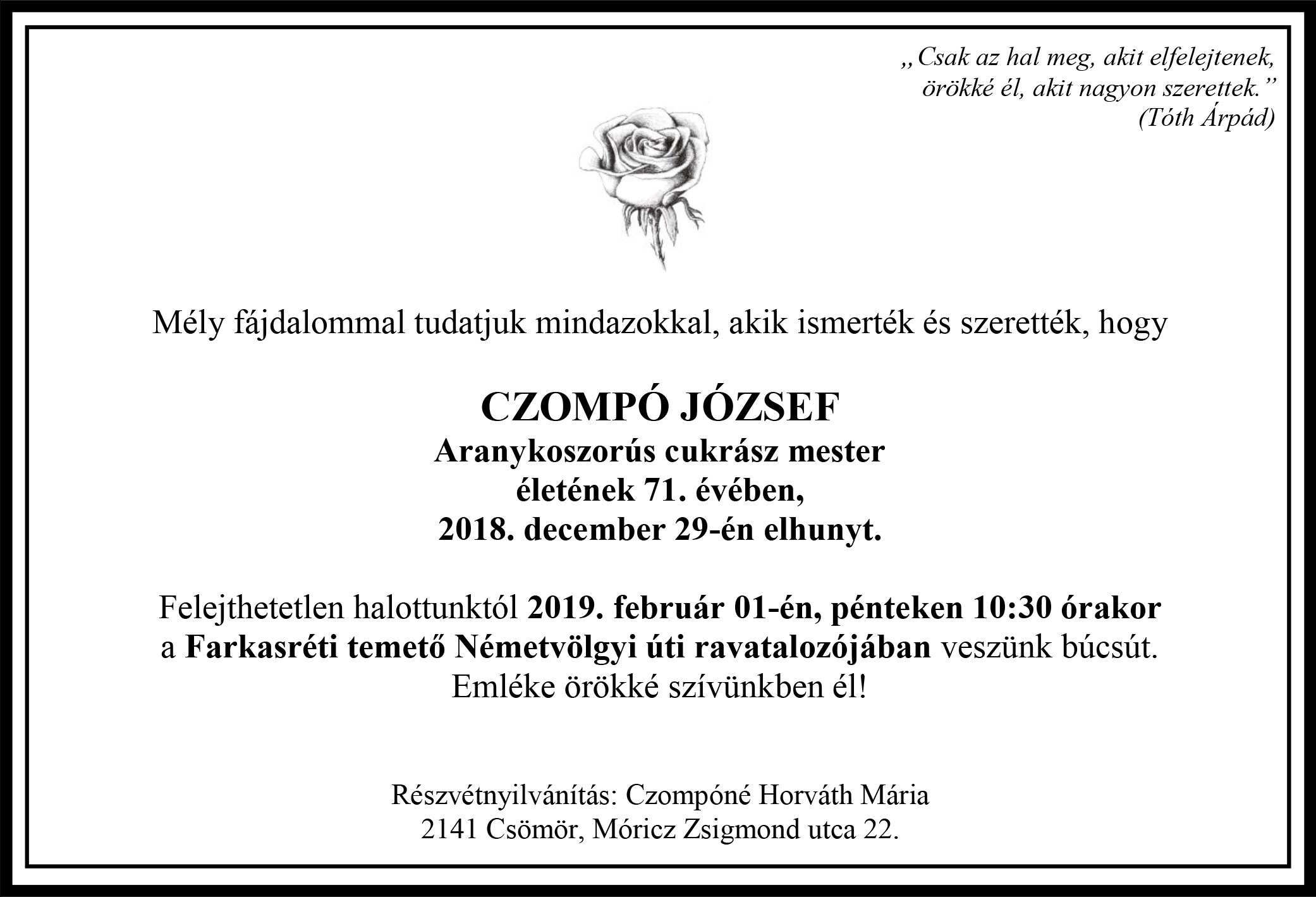 Gyaszjelentes Czompo Jozsef